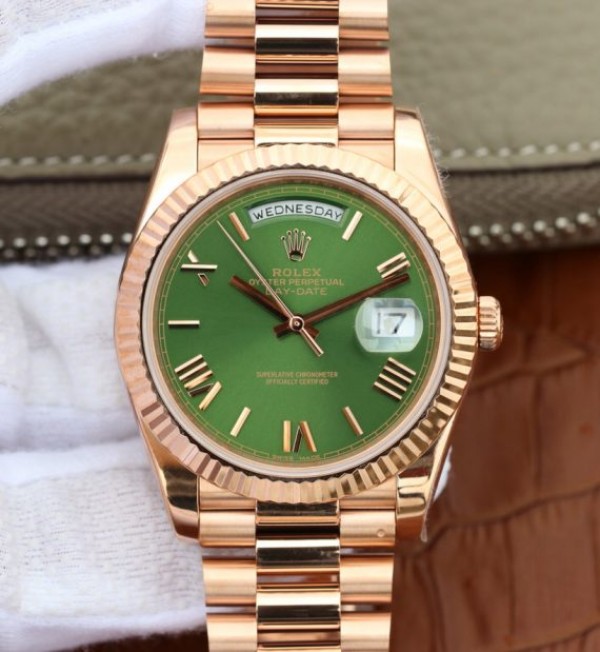 Rolex Day-Date 40mm 228235 RG Noob Green Dial Roman Markers RG Bracelet A3255