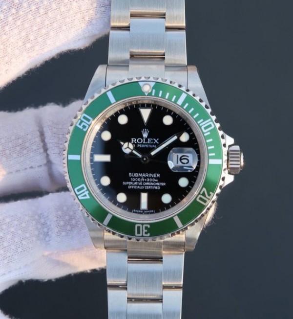 Rolex Submariner 16610 LV Green Metal Bezel Noob SS Bracelet A2836