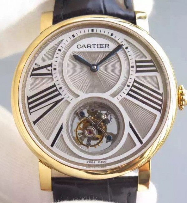 Cartier Rotonde De Cartier Tourbillon YG Leather Strap