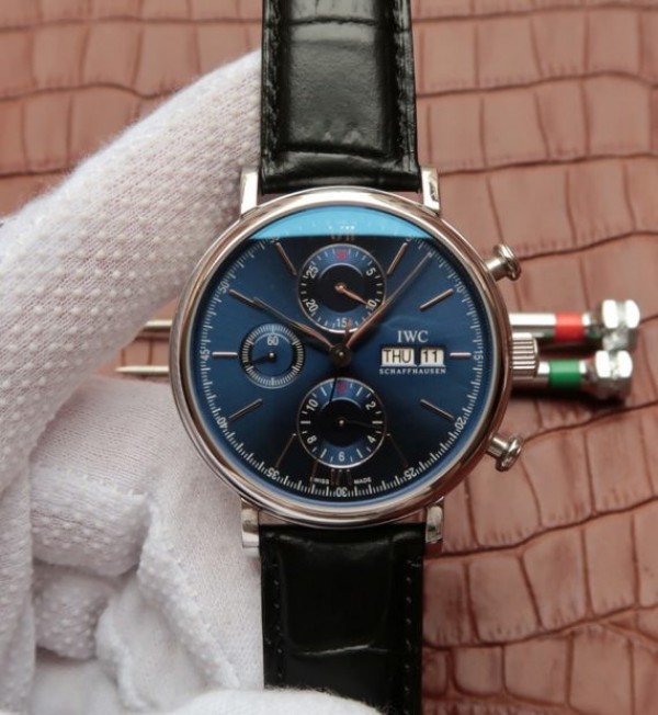 IWC Portofino Chrono IW391019 Blue Dial Leather Strap