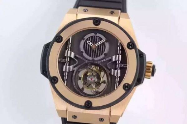 Hublot Big Bang 44mm Vendome Real Tourbillon Rose Gold Black Rubber Strap