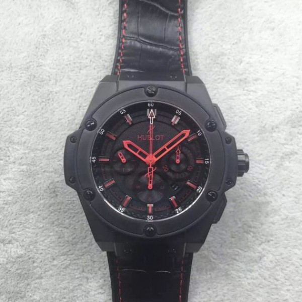 Hublot Big Bang King Power 48mm PVD Black Dial Red Hands Gummy Strap A7750