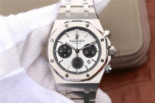 Audemars Piguet Royal Oak Chronograph SS JHF White/Black Dial SS Bracelet A7750