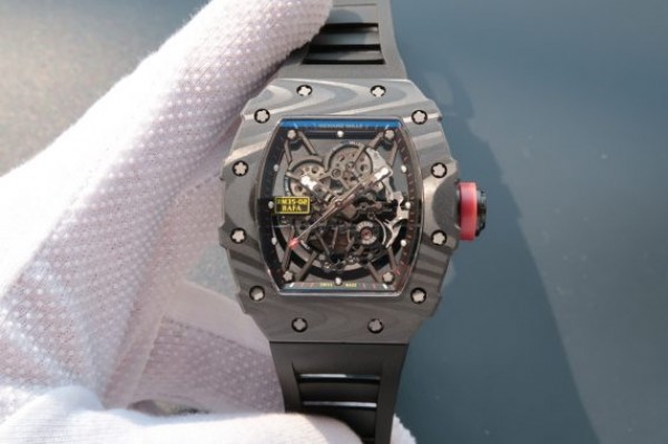 Richard Mille RM035 Rafael Nadal Forge Carbon Titanium Case KVF Skeleton Dial Red Black Rubber Strap MIYOTA8215