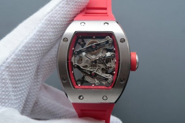 Richard Mille RM038 SS Red Inner Bezel Skeleton Dial Red Rubber Strap Jap Quartz