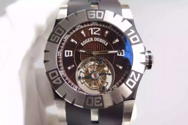 Roger Dubuis Tourbillion SS Brown Dial Black Rubber Strap