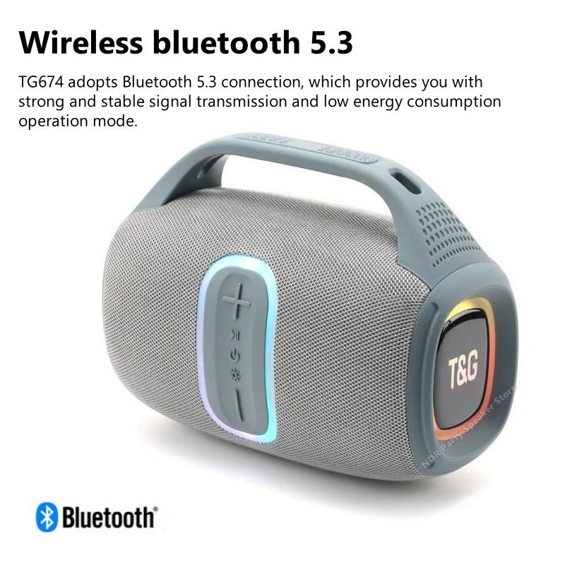 TG-674 Portable Subwoofer Bluetooth Speaker Wireless Speaker Large Battery support FM RadioWith RGB Light TG Speakers and TWS