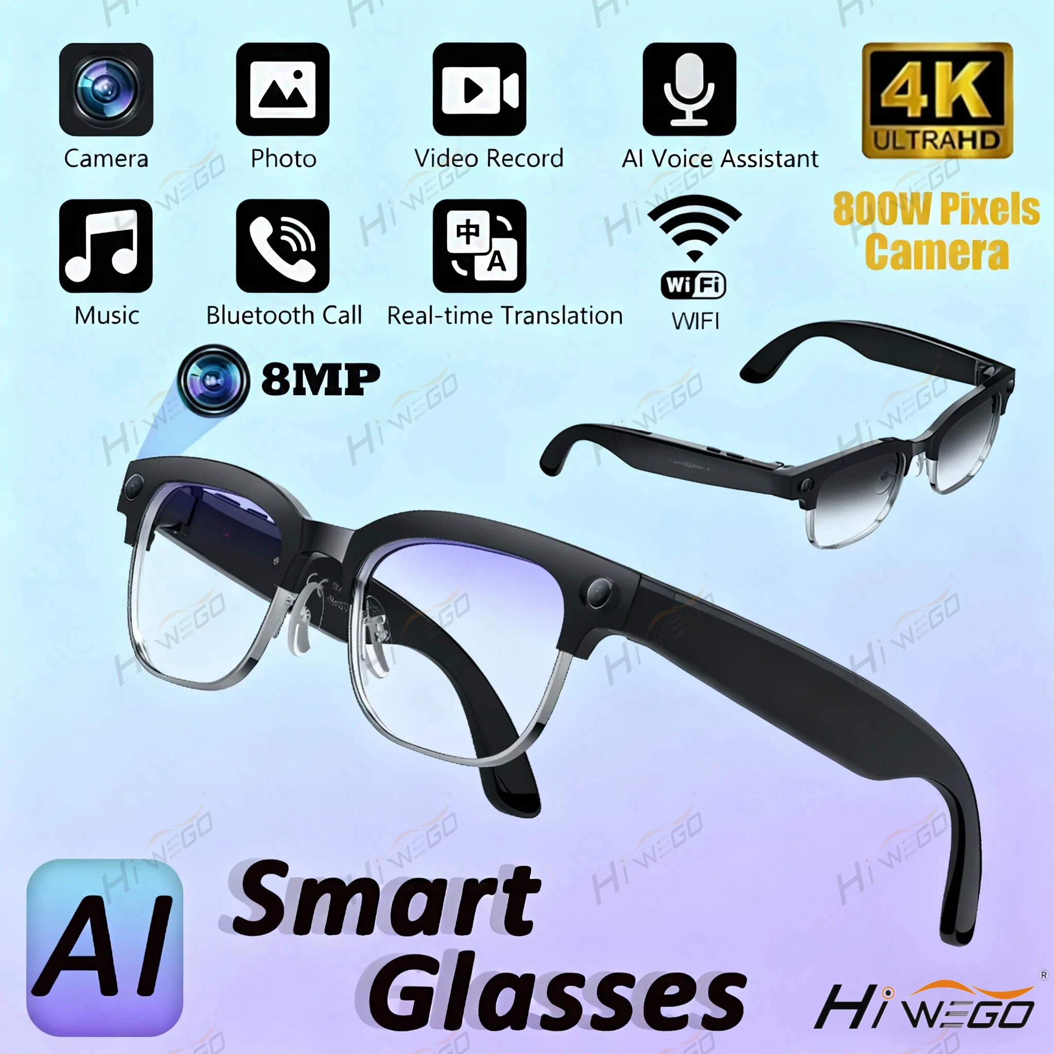 How New 8MP HD Camera Smart Glasses 4K  Video Record Al Voice Translation Photo Recognition WIFI Transmission BT Call Smart Glasses Can Transform Your Daily Routine