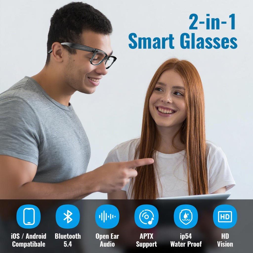 New Camera Glasses 800w Pixel 4K UHD Camera Recording Noise Reduction Ai Recognition Translation Anti Blue Light Smart Glasses Magnetic Memory Wearable - Image 5