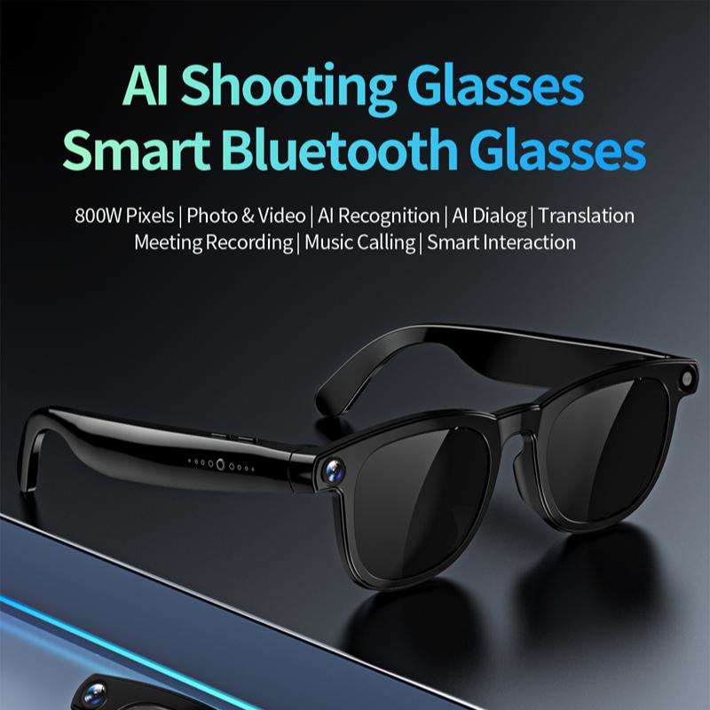 800W AI Smart Glasses Camera Video Translation Sunglasses Men Women Bluetooth Call Music Touch Eyewear Blue Light Protection Wearable