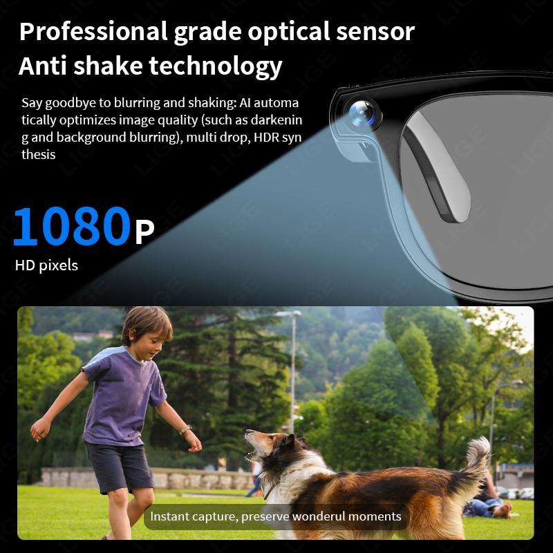 New Smart Bluetooth Glasses 800W Pixels Camera Video Meeting Recording Glasses AI Translation Voice Calling Sunglasses Men Women Wearable Chargeable Anti-Blue Lenses - Image 3