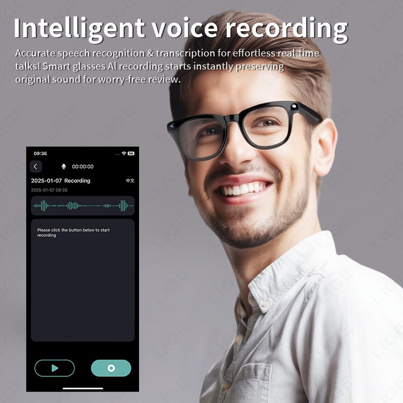 New Smart Bluetooth Glasses 800W Pixels Camera Video Meeting Recording Glasses AI Translation Voice Calling Sunglasses Men Women Wearable Chargeable Anti-Blue Lenses - Image 4