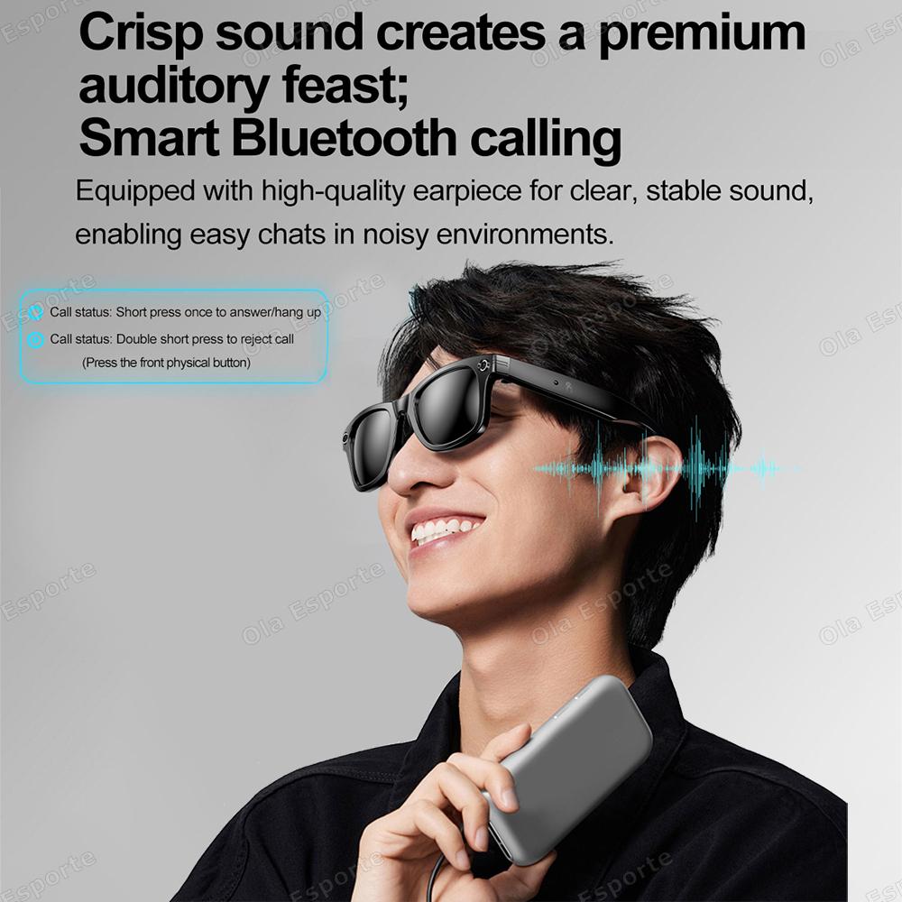 New Smart Glasses Recording Videos AI Photo Recognition Answer Translation Bluetooth Call glasses Outdoor Sports Sunglasses Men Wearable Local Magnetic Bk-Wh