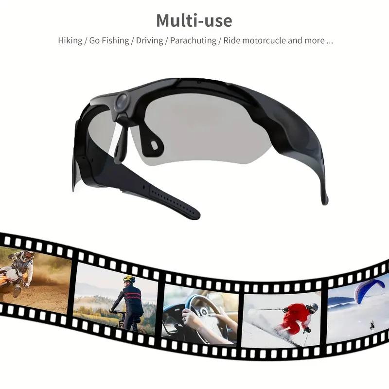 Wearable HD 1080P Camera Outdoor Cycling Glasses Polarized Lens Smart Camcorder Security Protection Video Record Smart Camera Button Cable Card Charging Memory Man Usb Black - Image 2