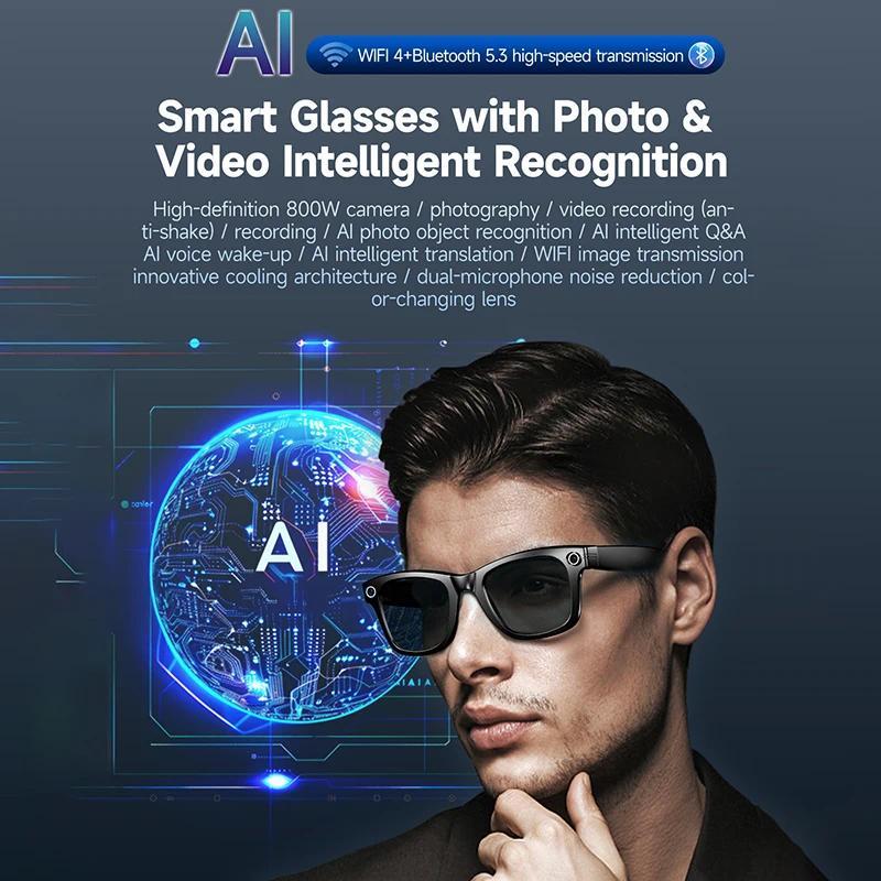2025 AI Smart Camera Glasses 8MP Video Recording  Al Voice Translation Bluetooth Call Music Sunglasses Men Women Smart Glasses Wearable - Image 2