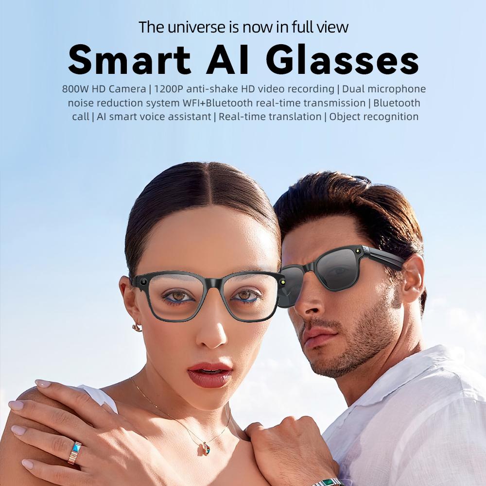AI smart glasses 8-megapixel recording video photography listening to music recognition answer translation waterproof Bluetooth Wearable Sunglasses - Image 2