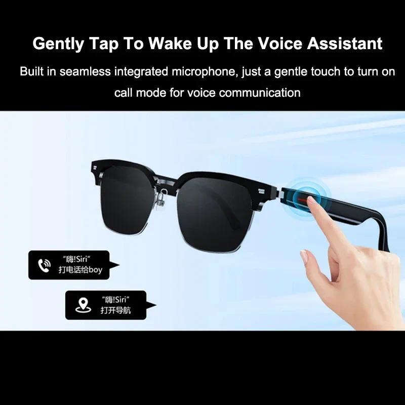 AI Real-time Translation Smart Glasses Wireless Bluetooth Call & Voice Assistant Touch Control Glasses with Mic Speaker Earphone Automatic Wearable D Style Full Frame - Image 3