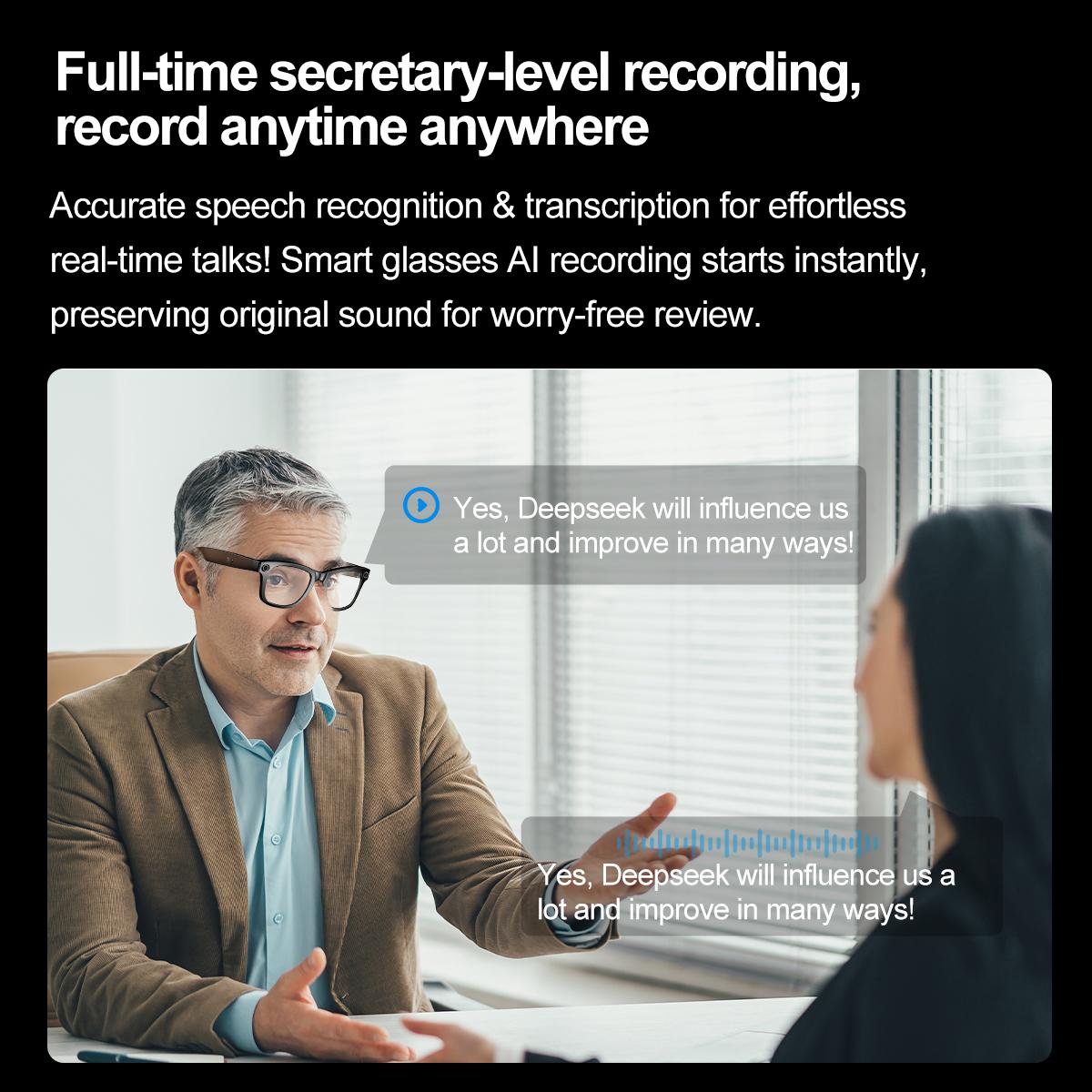 2025 New AI Interaction Smart Glasses With Camera Photo Video Record Translation Music Smart Sunglasses Bluetooth Call Headphone Wearable - Image 2