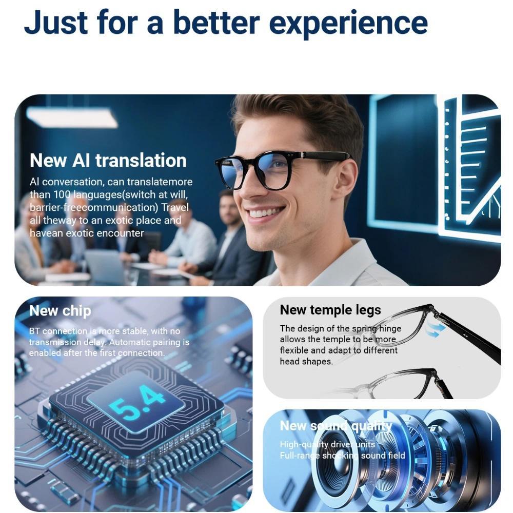 Bluetooth Smart Glasses AI Translation Object Recognition with Camera for Taking Photos Voice Assistant Calling and Music - Image 4