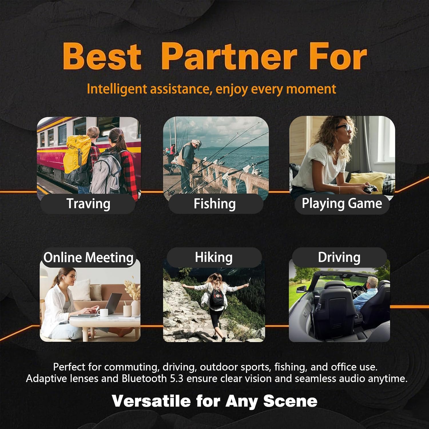 AI Translator Smart Glasses, Support 160+ Languages Translation, Stylish Audio Glasses, Photochromic Lens - Image 5