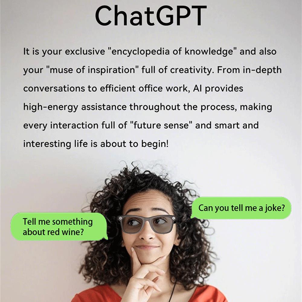 2025 500W Pixels 2K Video Recording AI Smart Glasses HD Call Smart Image Recognition Dialogue Translation Blue Tooth Sunglasses