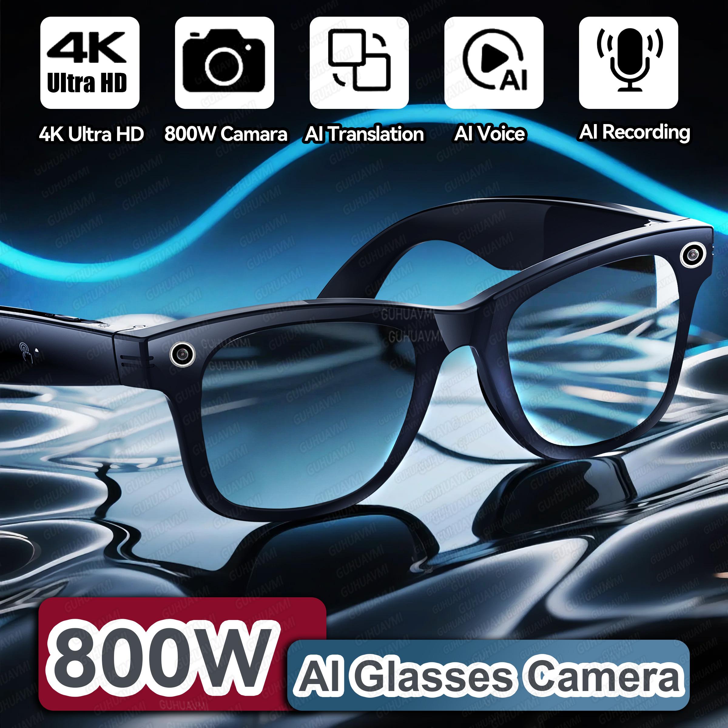 New 800W Camera Glasses Men Color-Changing AI Smart Translation Glasses Photo Video Recording Waterproof Call Smart Sunglasses