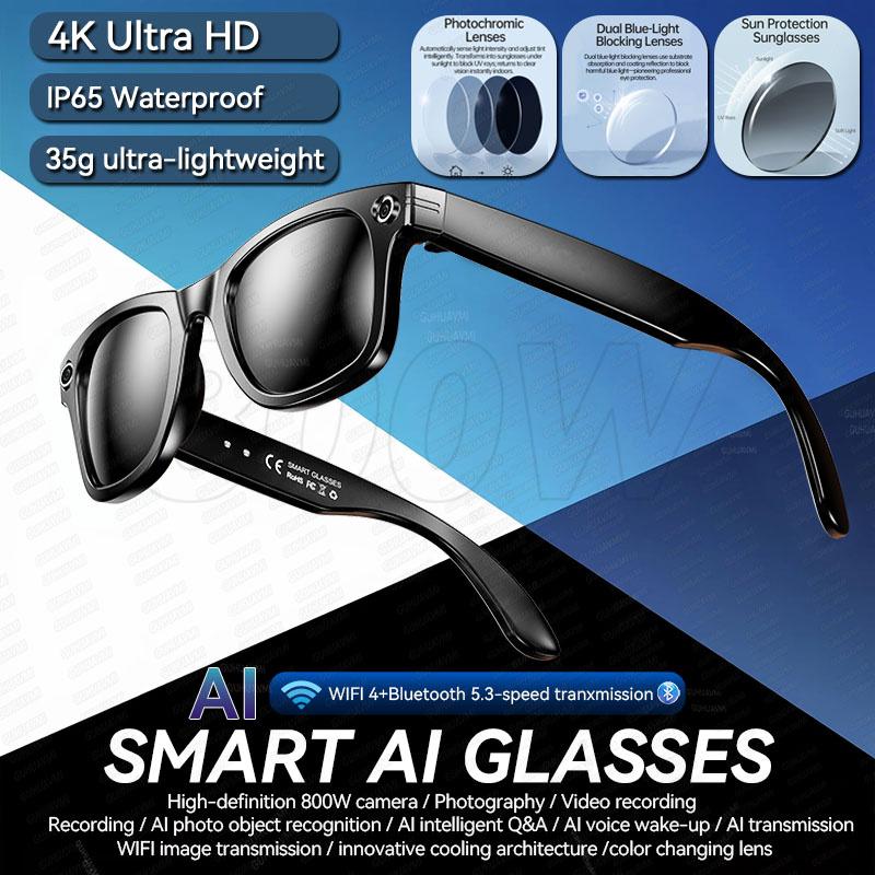 Unboxing and Review: The New4K Ultra HD AI Glasses Men Chat IP65 Waterproof Voice Assistant AI Transmission 800W Camera Bluetooth Call Smart Glasses 2025 Experience