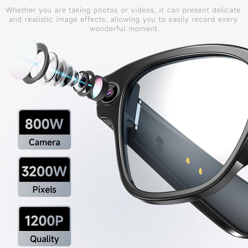 Discover the Revolutionary Features of Smart Bluetooth Glasses with 8MP Camera, Anti-Shake Technology, HD Video Recording at 1200P, Music Playback, Voice Calling, Prescription Lenses, AI Interpretation
