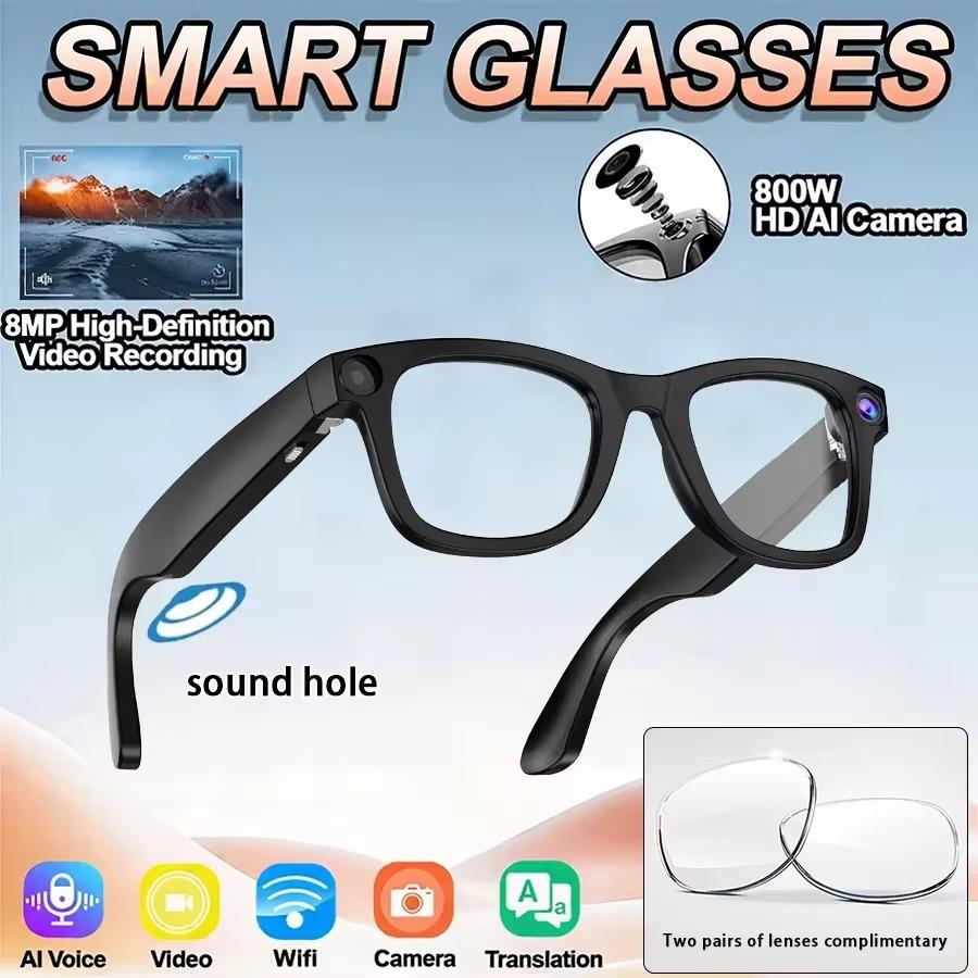 AI Smart Camera Glasses Bluetooth Call Video Recorder Wi-Fi transmission Translation Music Outdoor Anti Blue Light Smart Glasses