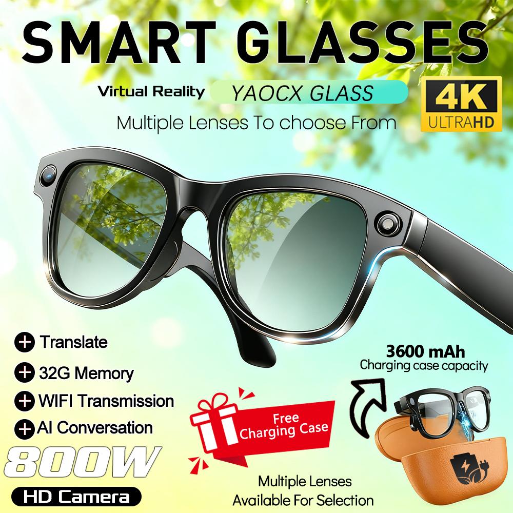 Smart glasses, new in 2026, featuring a camera, video recording, AI learning, image recognition, Bluetooth calling, and voice translation. Sunglasses designed for men and women.