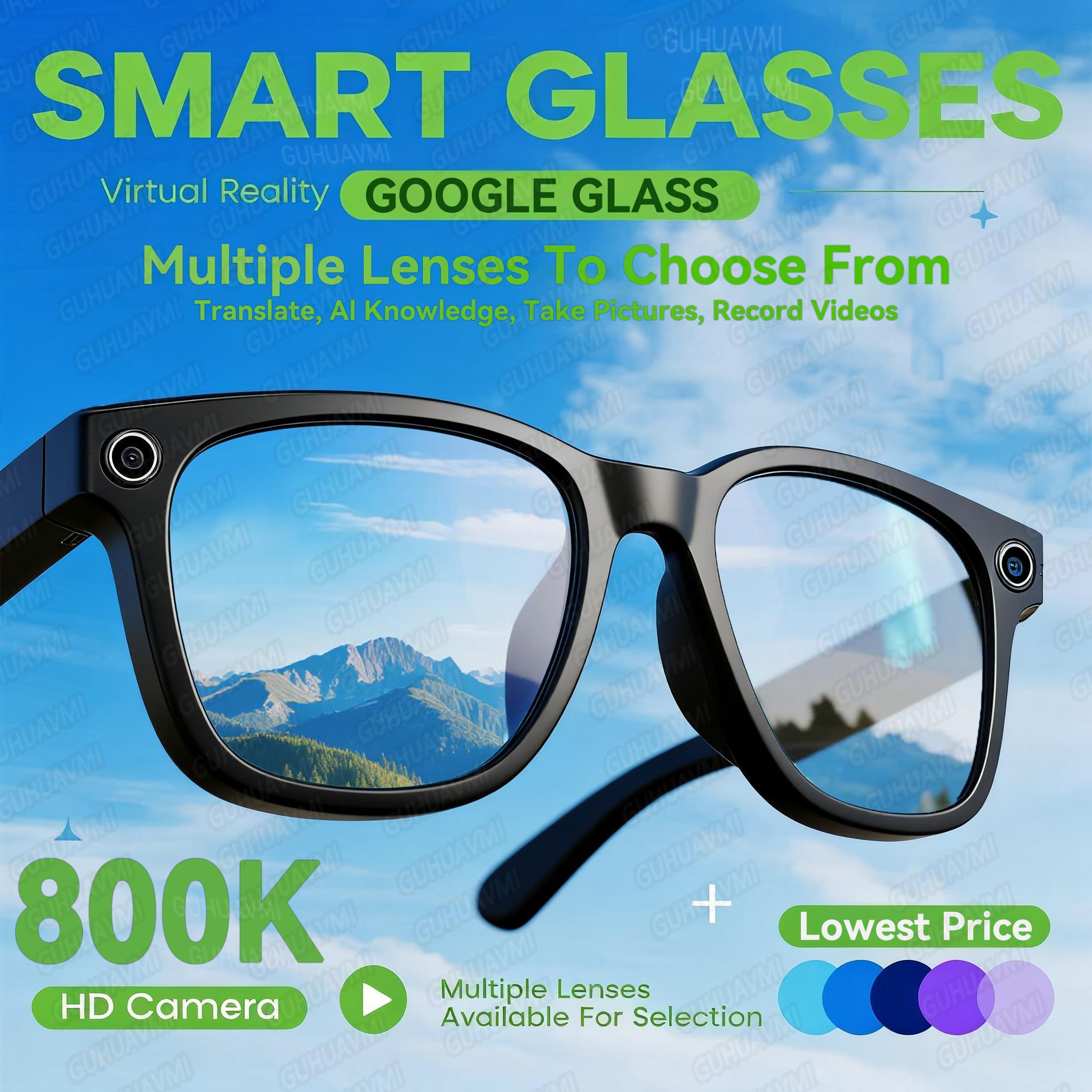 Smart AI Translation Smart Glasses Take Photos Recognizing Objects 4K Camera Bluetooth Music Call Intelligent Recording Glasses