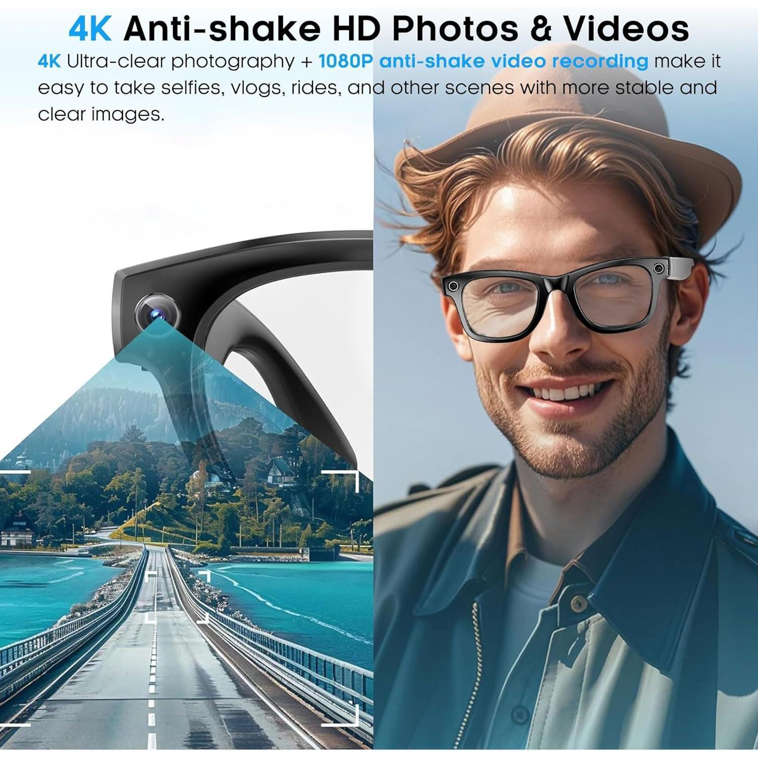 The Future of Technology: Exploring 800W Camera Smart Glasses with 32GB Memory Sunglasses Mini Camera Video Translation Bluetooth Call Anti-blue Glasses Man Women's Innovations