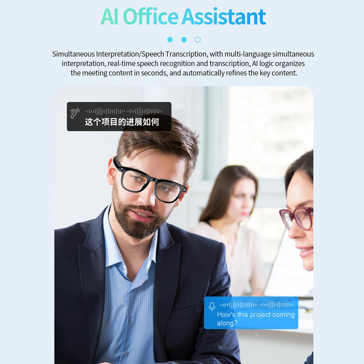 Smart Glasses 12MP Camera 2K HD Image Capture Bluetooth Call Voice Assistant Photo Recognize Video Shooting Noise Cancel Glasses