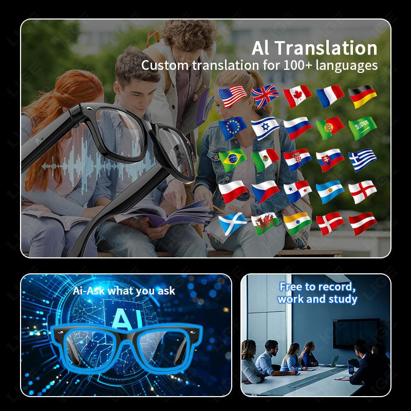 LIGE AI Photography Video Smart Glasses Intelligent Interactive Translation Smart Sunglasses For Google Glasses with camera men