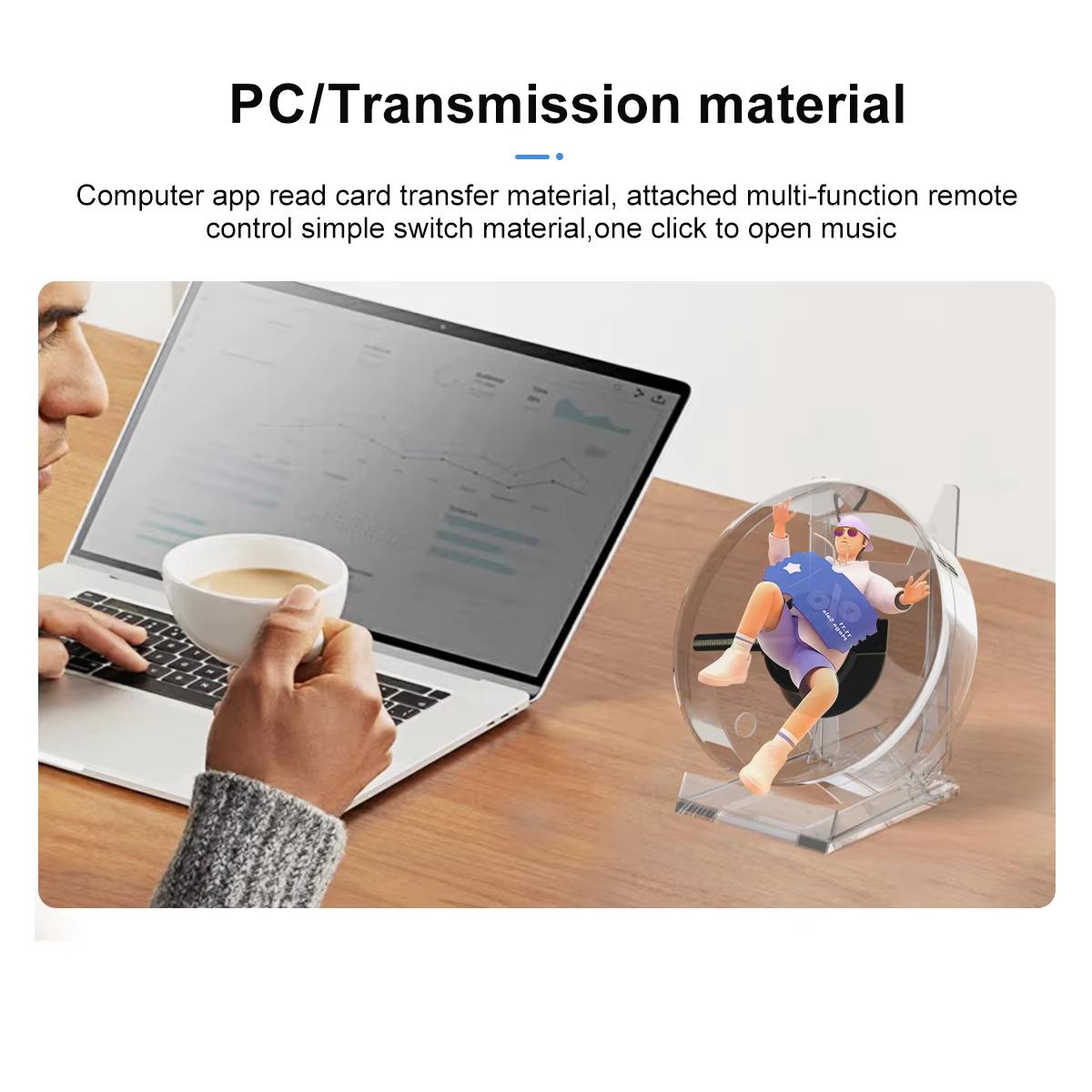 3d Holographic Advertising Lights LED Desktop Model Fan Screen With Audio Playback With Transparent Cover Holographic Fan