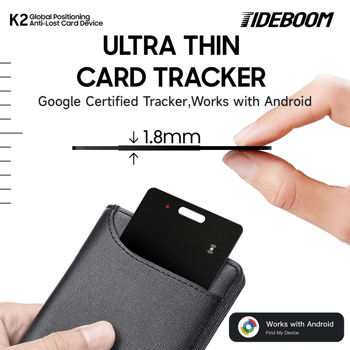 Android Tracker Card, Ultra Slim, Global GPS, Wireless Charging, Waterproof, Smart Wallet Tracker with Google Device Finder App